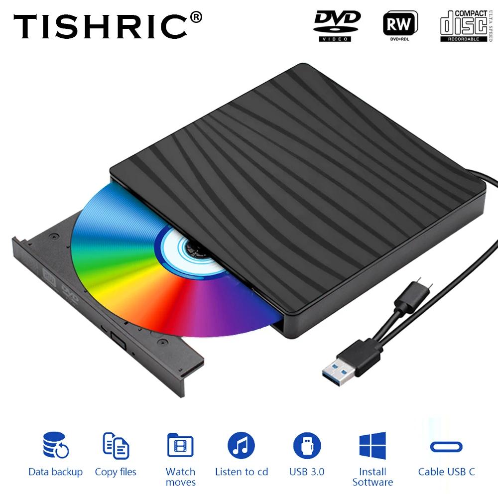 TISHRIC C Ÿ USB 3.0 ܺ CD  DVD ÷̾, RW DVD CD , ̺  , Ʈ ũž ܺ DVD CD ̺